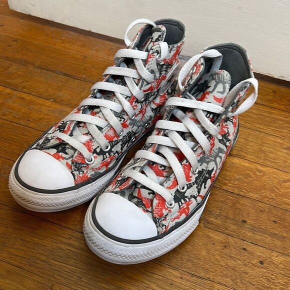 Chuck Taylor All Star Hi Poppy Glow Dinosaur Daze Youth Boys Sneakers Size 2.5 - Picture 2 of 9
